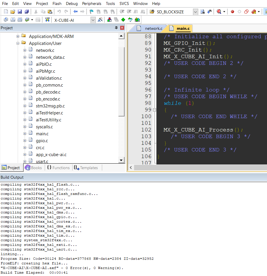 Running Neural Network Algorithms on STM32 Microcontrollers