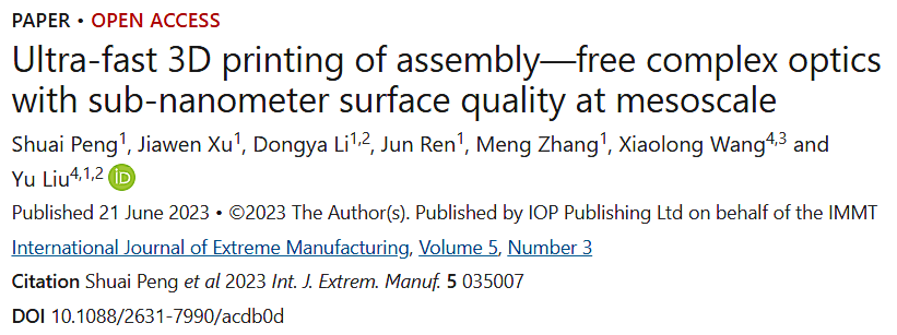 Ultra-Fast 3D Printing of Assembly-Free Complex Optics with Sub-Nanometer Surface Quality at Mesoscale